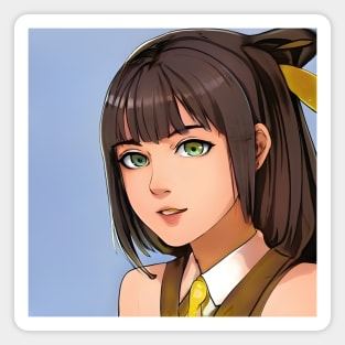 Brown hair anime school girl Magnet